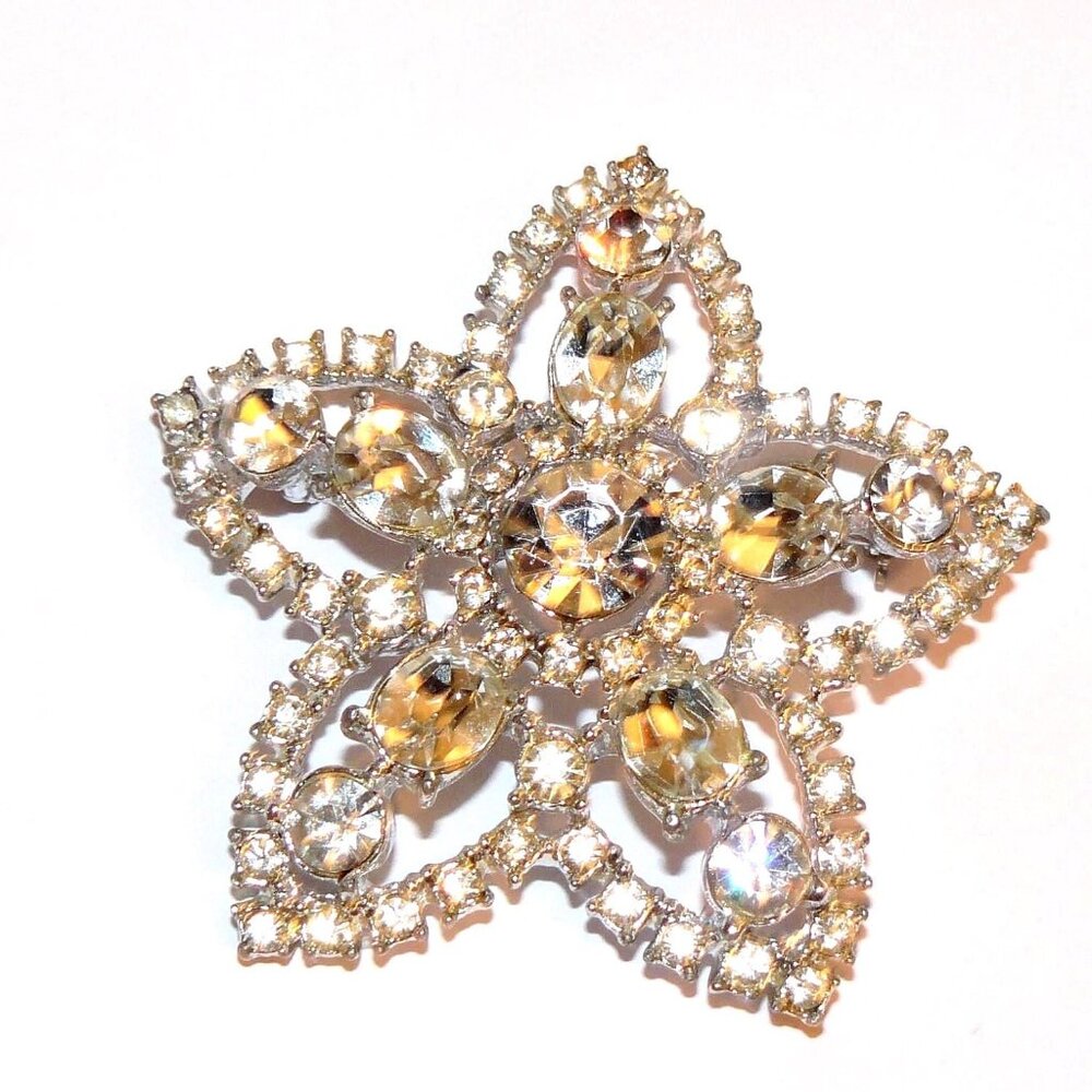 Shiny Star Shaped Large Brooch, Star Brooch, Rhinestone Brooch